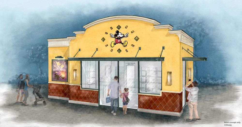 New merchandise kiosks under construction at World Premiere Plaza