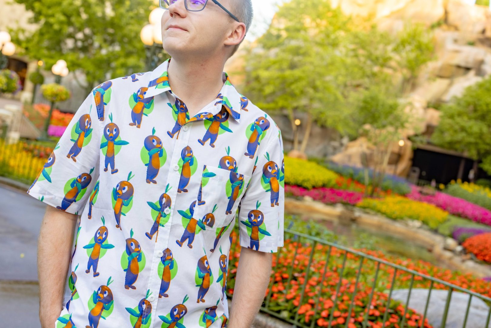 Flower & Garden Festival Vintage Orange Bird Collection Button Down