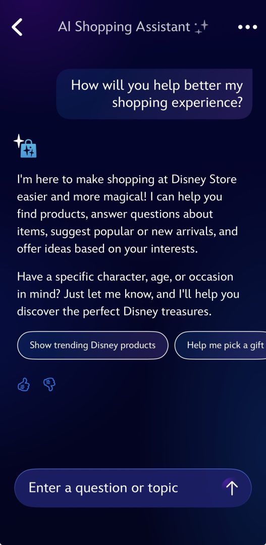 Disney Store’s AI Personal Shopping Assistant