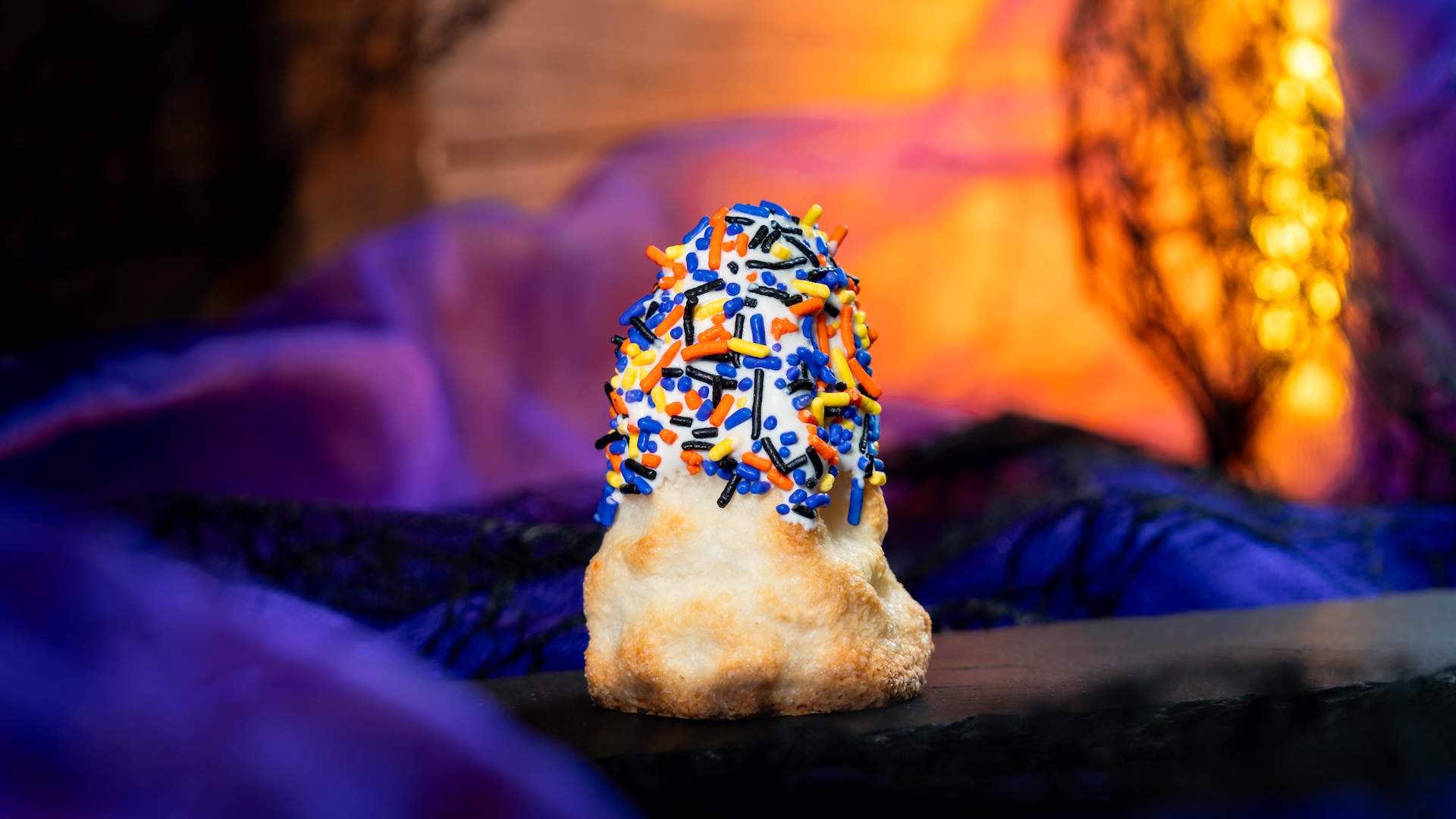 Halloween Matterhorn Macaroon: Coconut macaroon dipped in white chocolate and sprinkles (Available Aug. 18 through Nov. 12) (New)