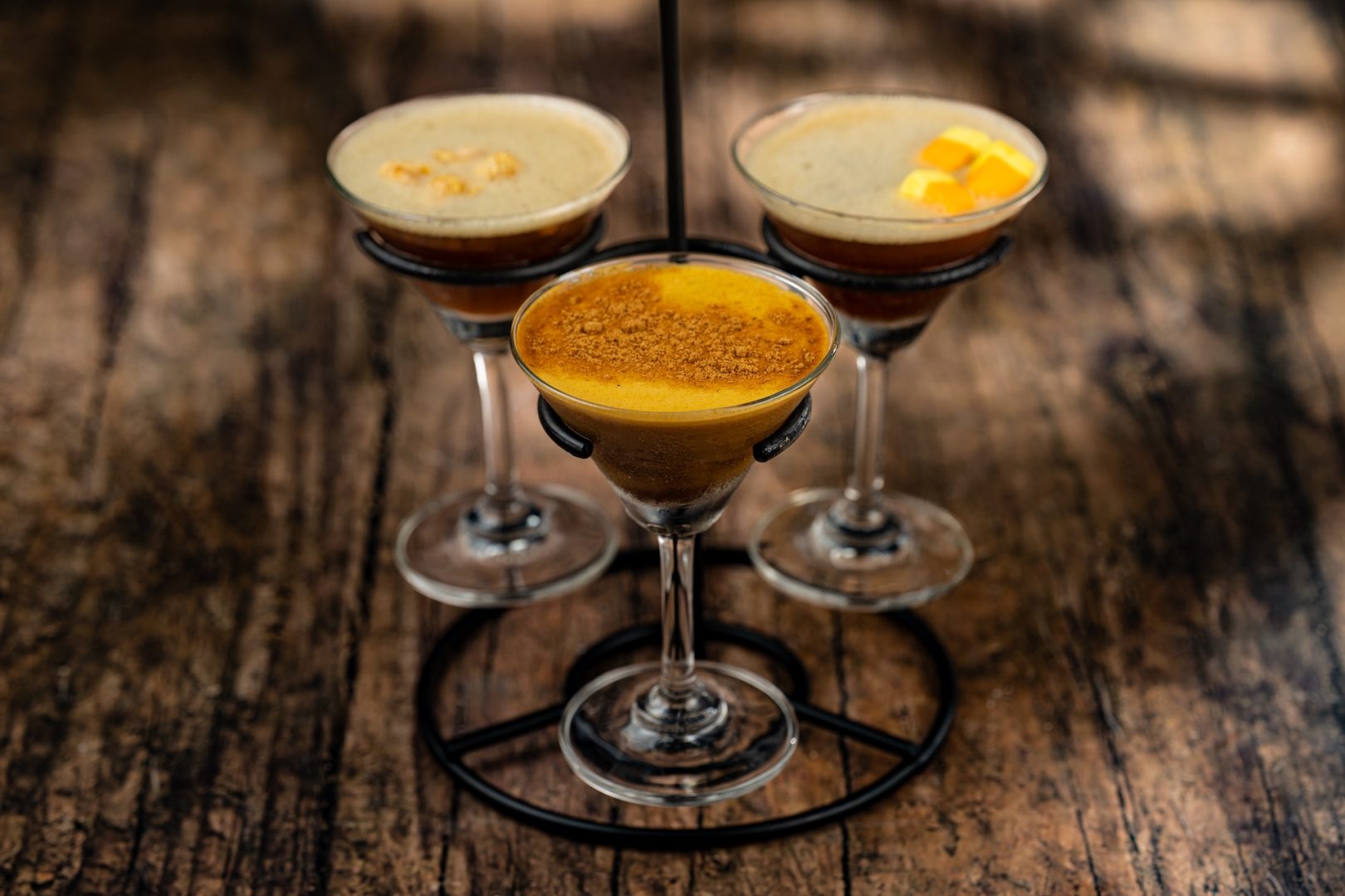 Fright Flight: A spooky sampling of all of our frozen Halloween concoctions! Candy Corn Colada, Vampire’s Kiss, Purple People Eater and The Graveyard.