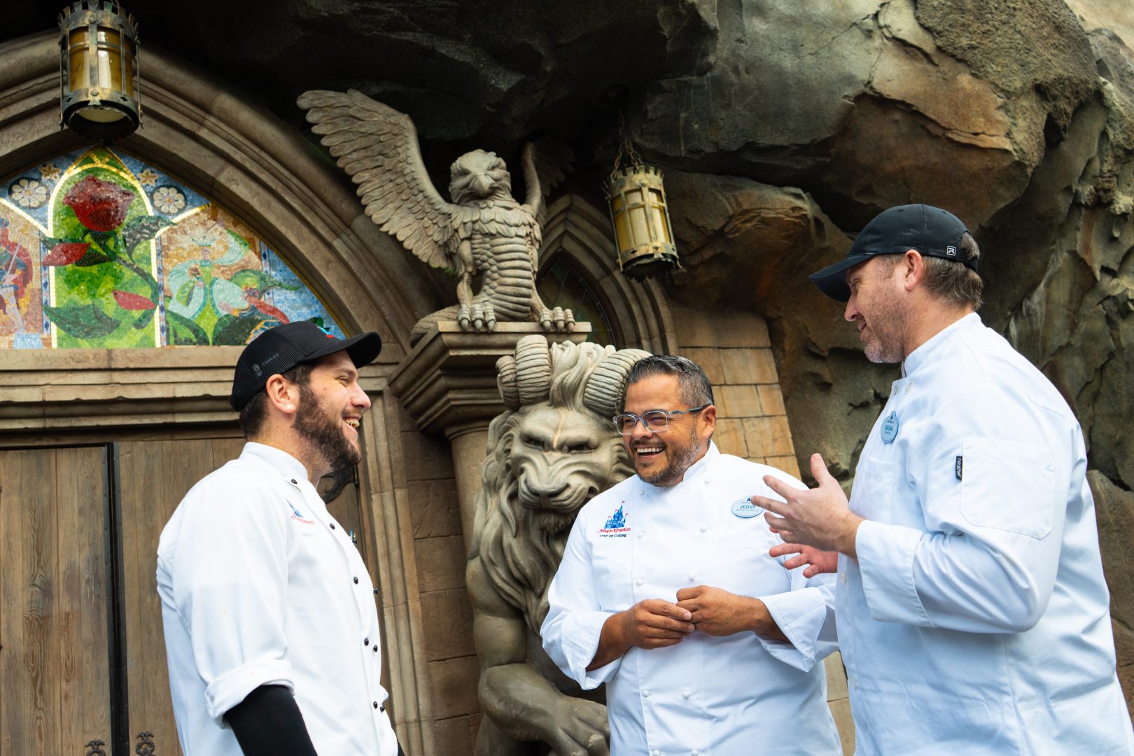 Chef Jerry talking with fellow chefs.